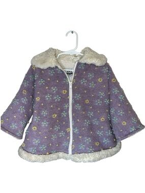 Corky & Company Girls Winter Coat Purple with Flowers Size 3/4